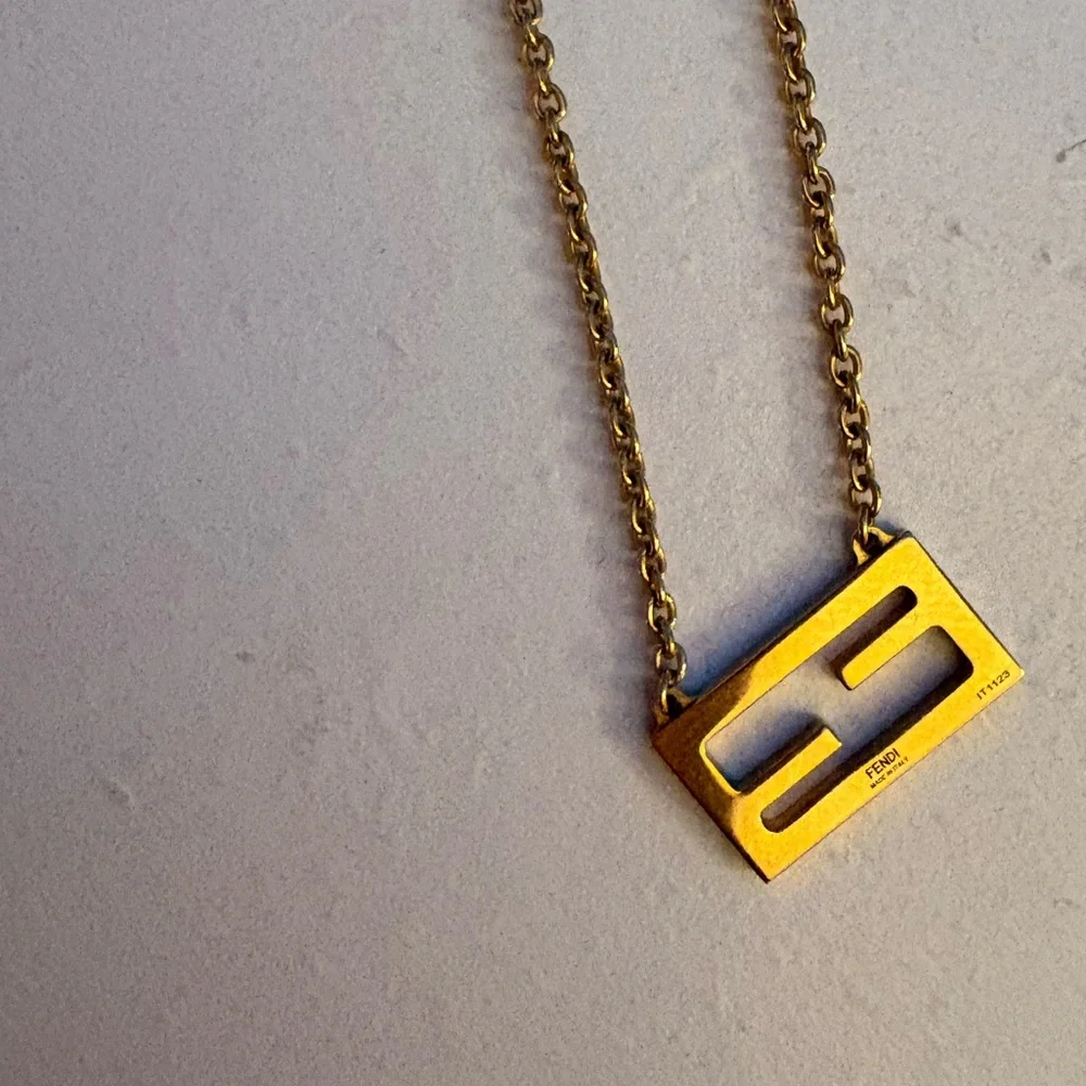 Fendi Gold Chain Necklace with Rectangular Pendant - Picture 3 of 3